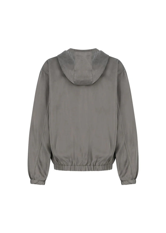 AMOMENTO cupro hood zip up jumper