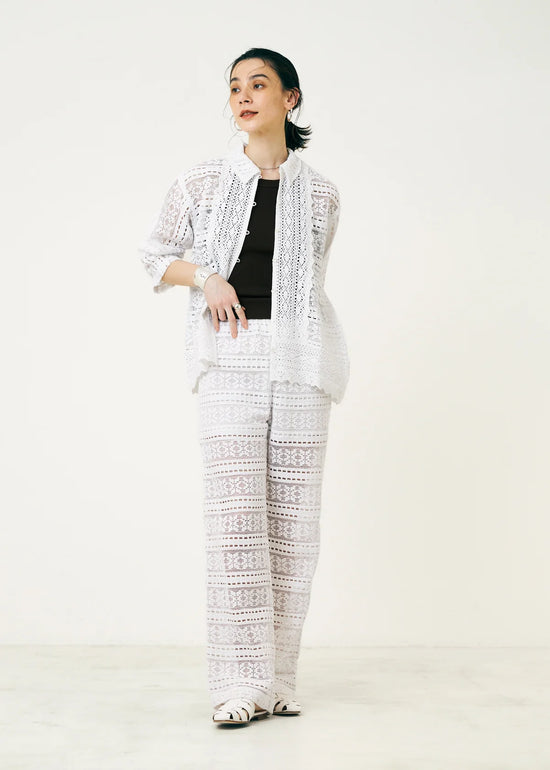 Sara mallika Cotton Border Lace Pants