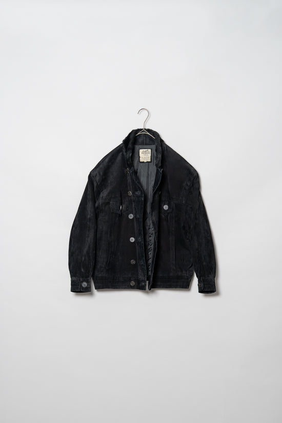 HERMES Pigskin Suede Double Breasted Jacket with quilting liner