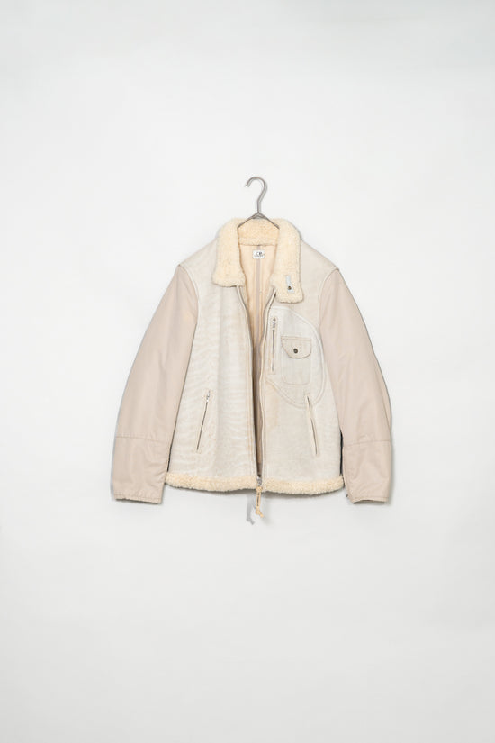 C.P.Company 2006AW Shearling Collar White Leather Jacket