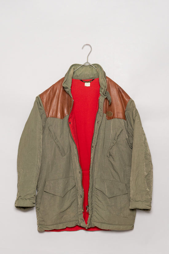 1990s Made in France FACONNABLE Leather Yoke Field Coat