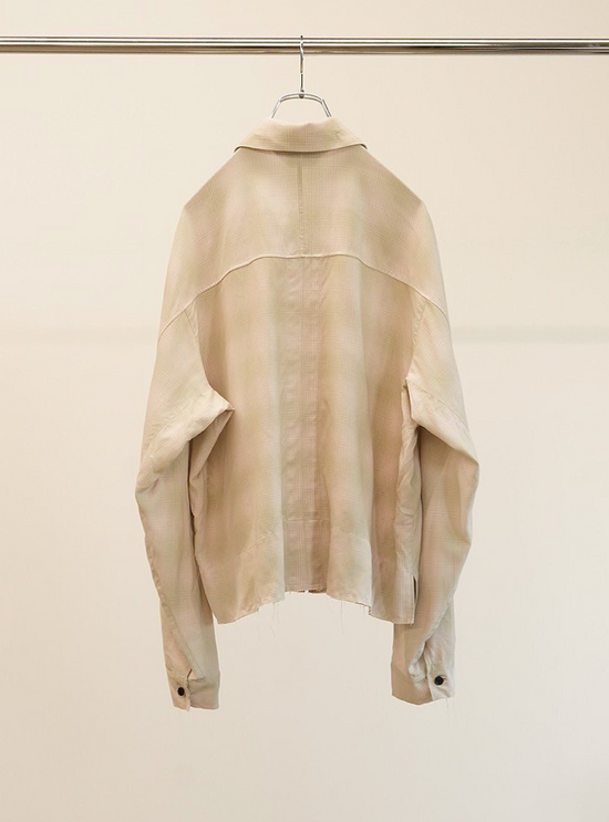 ANCELLM OMBRE CHECK SHORT ZIPUP SHIRT