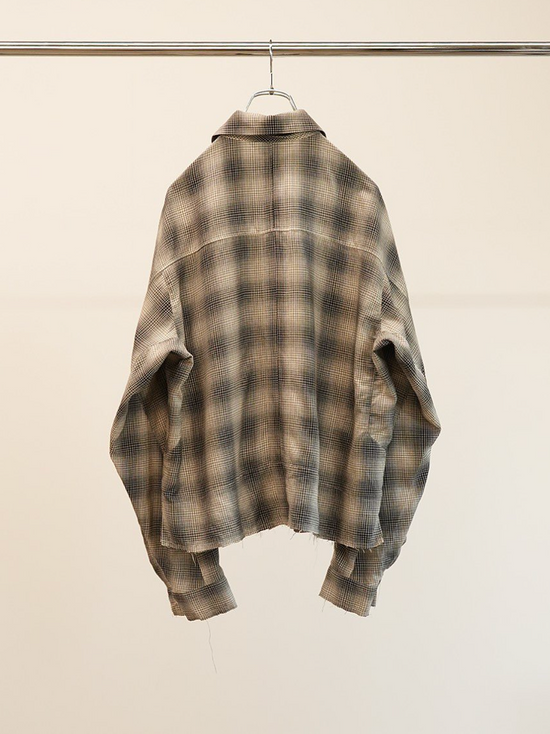 ANCELLM OMBRE CHECK SHORT ZIPUP SHIRT