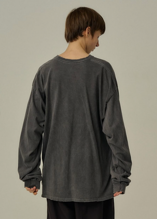 ANCELLM EMBROIDERY DYED LS T-SHIRT