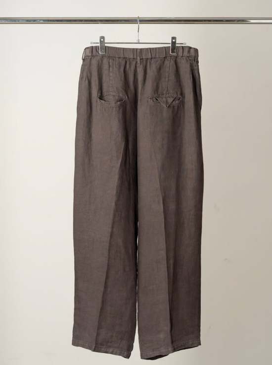 ANCELLM BELTED LINEN TUCK SLACKS