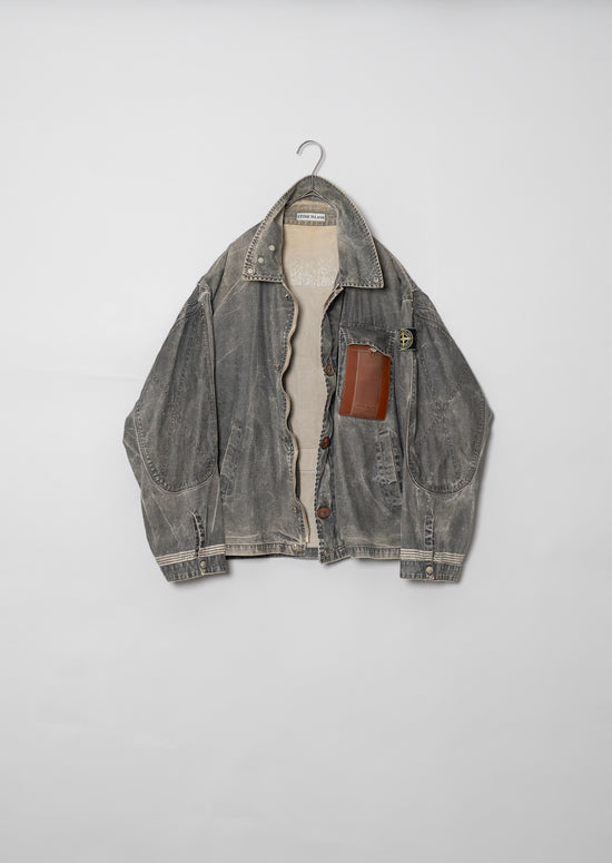 87SS STONE ISLAND "MARINA" Rubberised Pocket Sailcloth Jacket