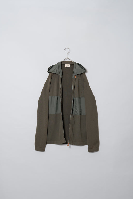 HERMES Detachable Hooded Wool Nylon Knit Blouson