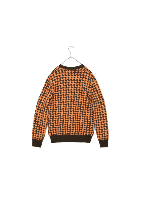 Made in ITARY HERMES WOOL CASHMERE HOUNDSTOOTH PATTERN KNIT