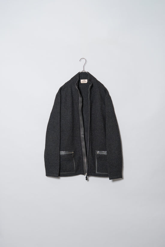 HERMES Leather Trimmed Double Zip Yak Wool Drivers Knit
