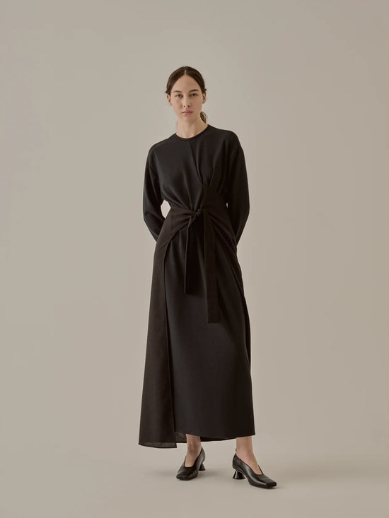 AKIRANAKA Laurel wrap waist combi dress BK