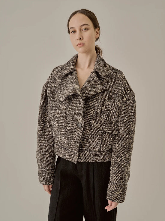 AKIRANAKA Rosanna tweed blouson BK