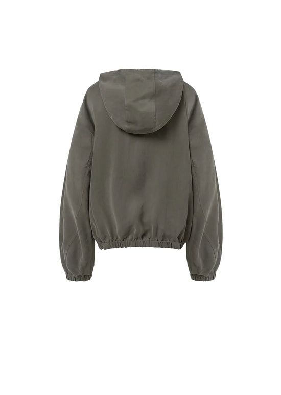 AMOMENTO cupro hood zip-up jumper