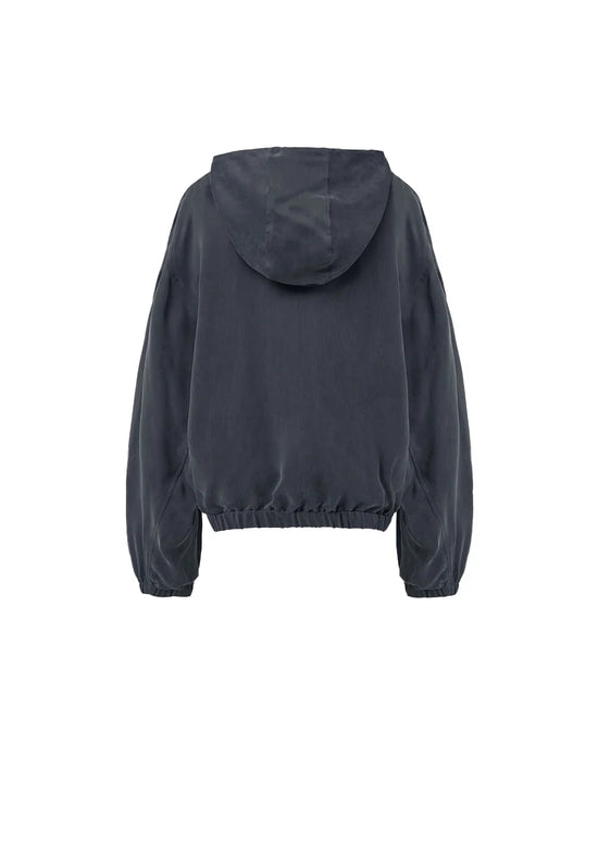 AMOMENTO cupro hood zip-up jumper