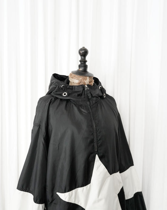 90s JET SET "the Wave" Black & White Star Nylon Anorak Jacket