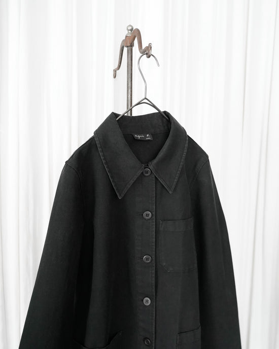 90s Agnes B Black French Cotton Work Jacket