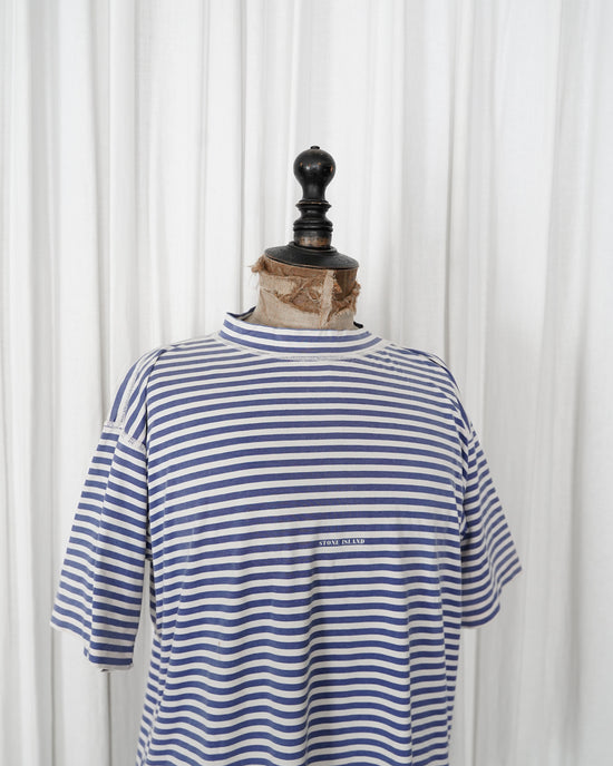 1980s STONE ISLAND MARINA Mako Cotton Border Tee "IDEAS FROM MASSIMO OSTI"