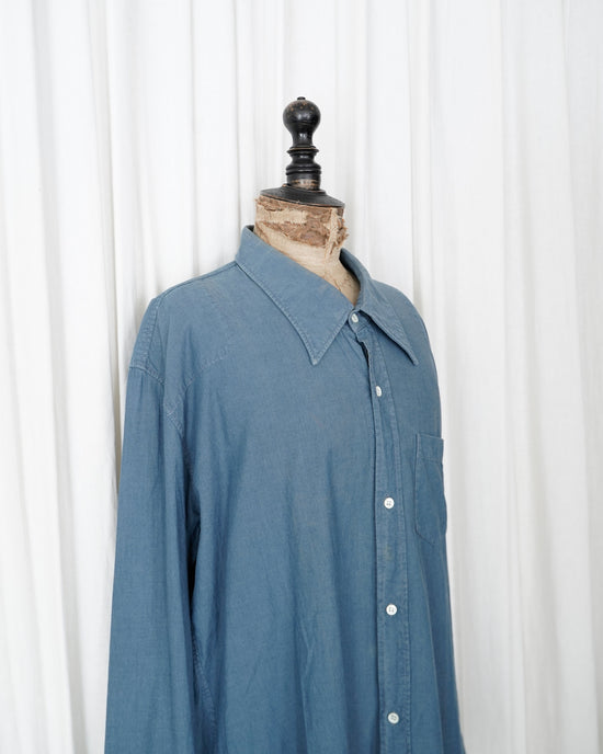 2015ss Maison Martin Margiela Indigo Tencel Twilled Western Long Shirt