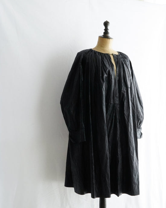 20Century French Antique Indigo linen maquignon smock Biaude"Dead Stock"