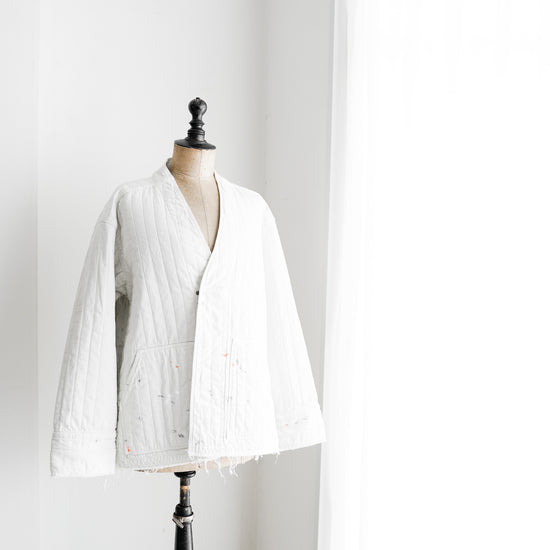 PADDED QUILTING COLLARLESS JACKET