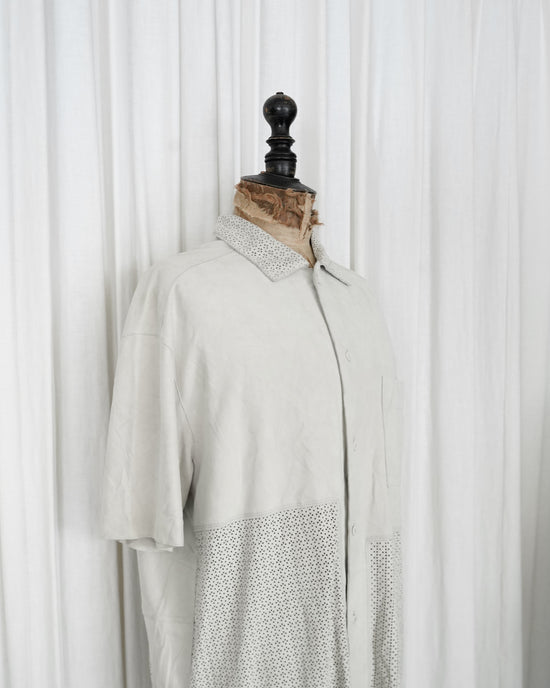 EMPORIO ARMANI Laser Cut Perforated Summer Suede Leather Shirt