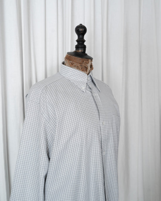 90s HERMÈS Paris Star Mark Grid Jacquard Serie Button Cotton B.D Shirt Made in France