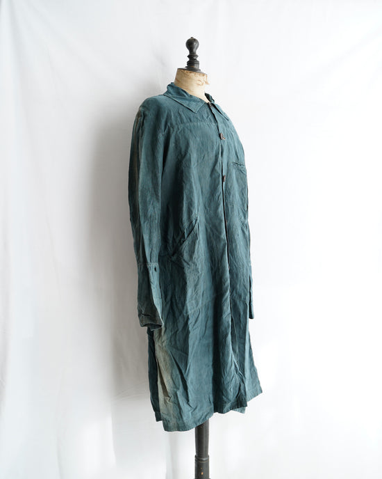 20th century French Antique Indigo linen biaude Maquignon full open