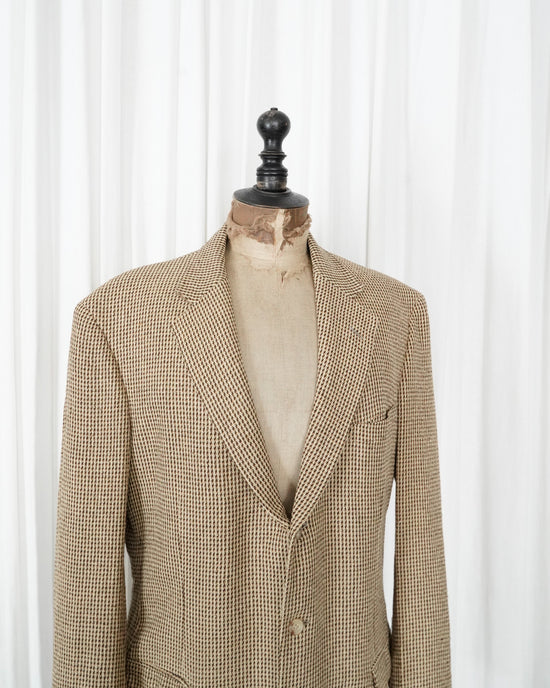Polo by Ralph Lauren Silk Houndstooth Tweed Tailored Jacket Made in Spain