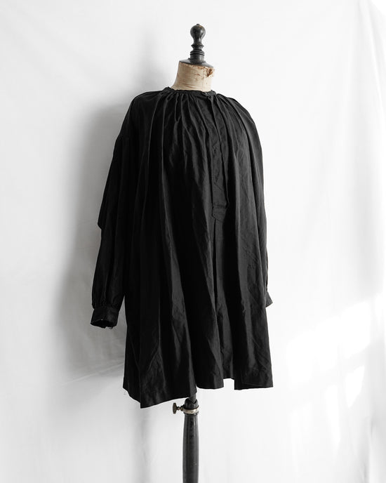 20Century French antique black moleskin maquignon smock biaude