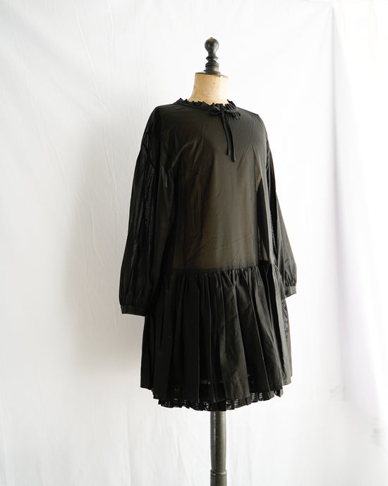 SHEER NECK FRILL DRESS