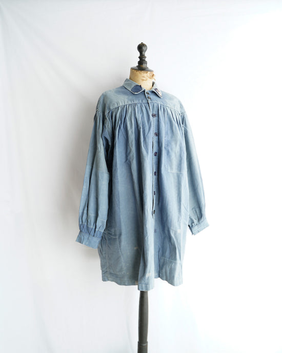20th century BELLE JARDINERE Indigo cotton full open biaude