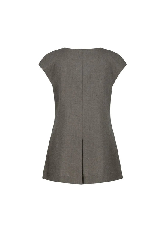 AMOMENTO linen curved vest