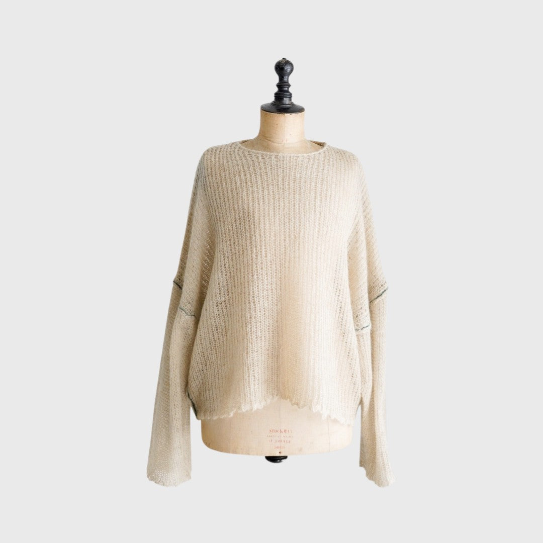 RESEARCHED BOAT NECK SWEATER MOHAIR MIX YARN – Maison ma Maniere