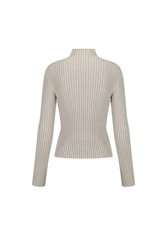 AMOMENTO ribbed high neck zip up