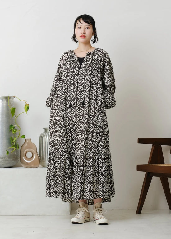 Sara mallika Cotton Lurex Ripple Print Dress