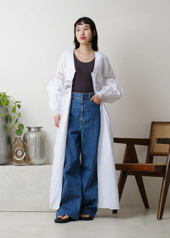 Sara mallika Cotton Lace Tuck Flare Dress