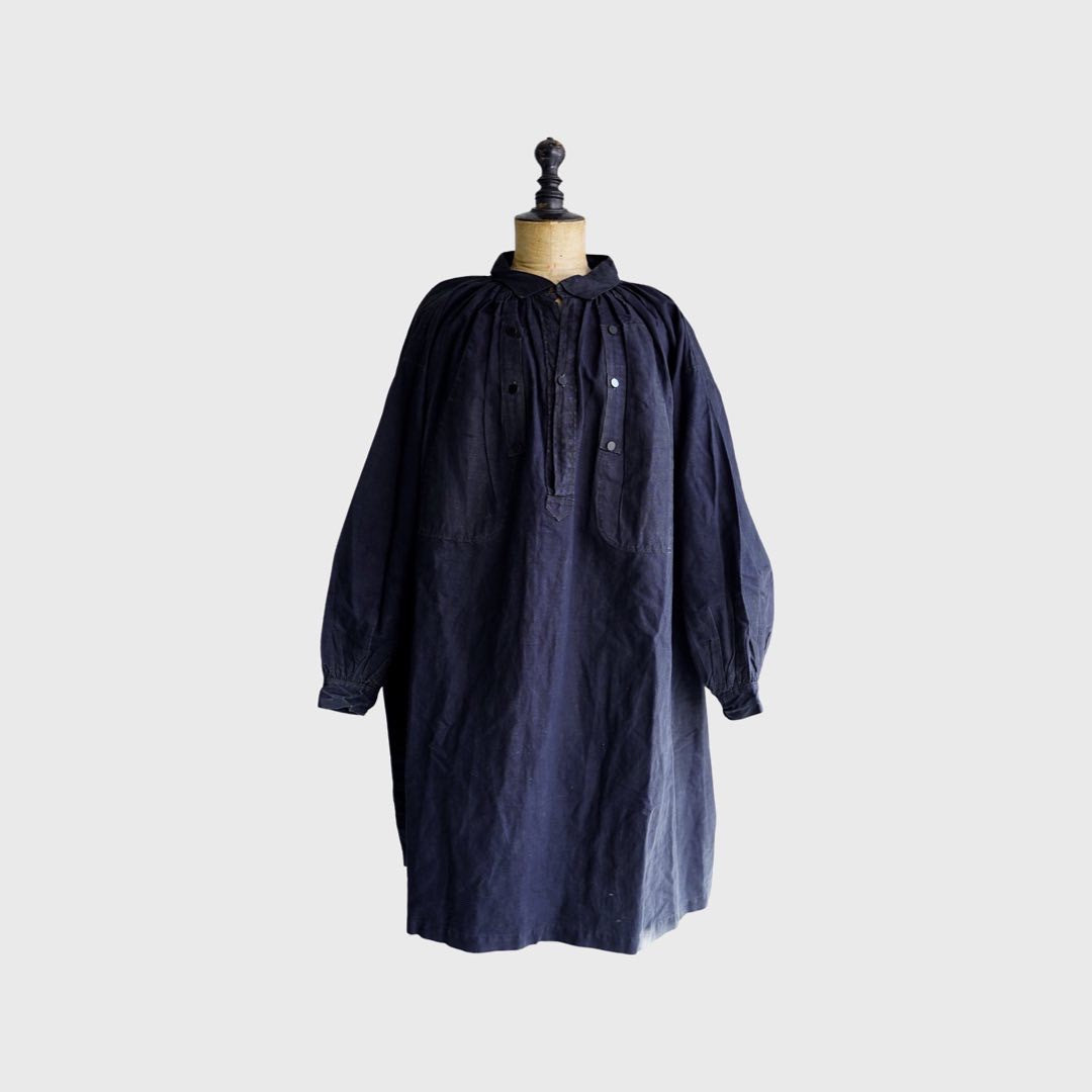 20th century French Antique Indigo linen smock “Biaude