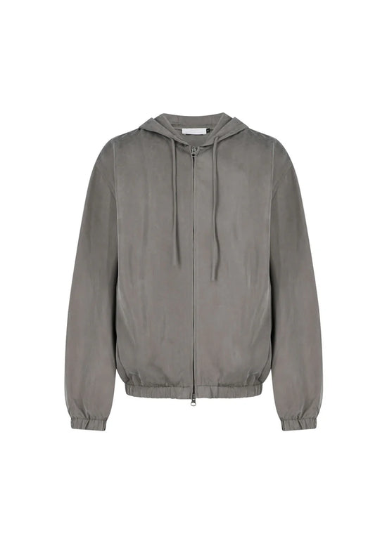 AMOMENTO cupro hood zip up jumper