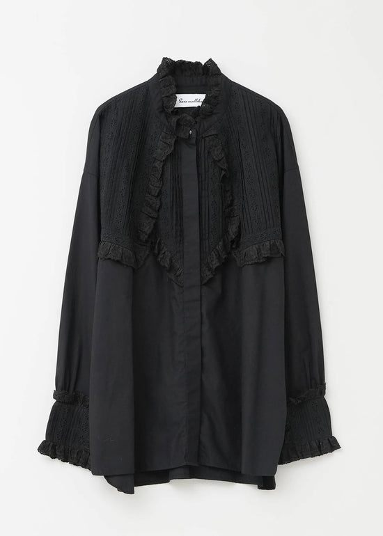 Sara mallika Cotton Pintuck Lace Blouse