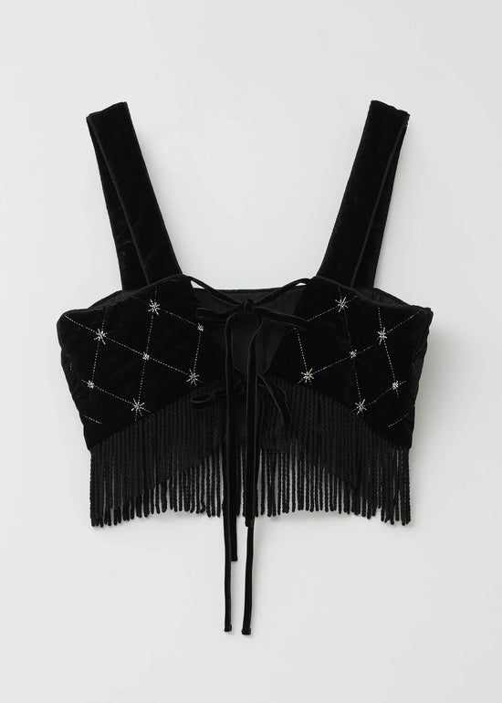 Sara mallika Velvet Beads Embroidery Bustier