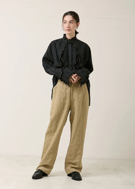 Sara mallika Cotton Pintuck Lace Blouse