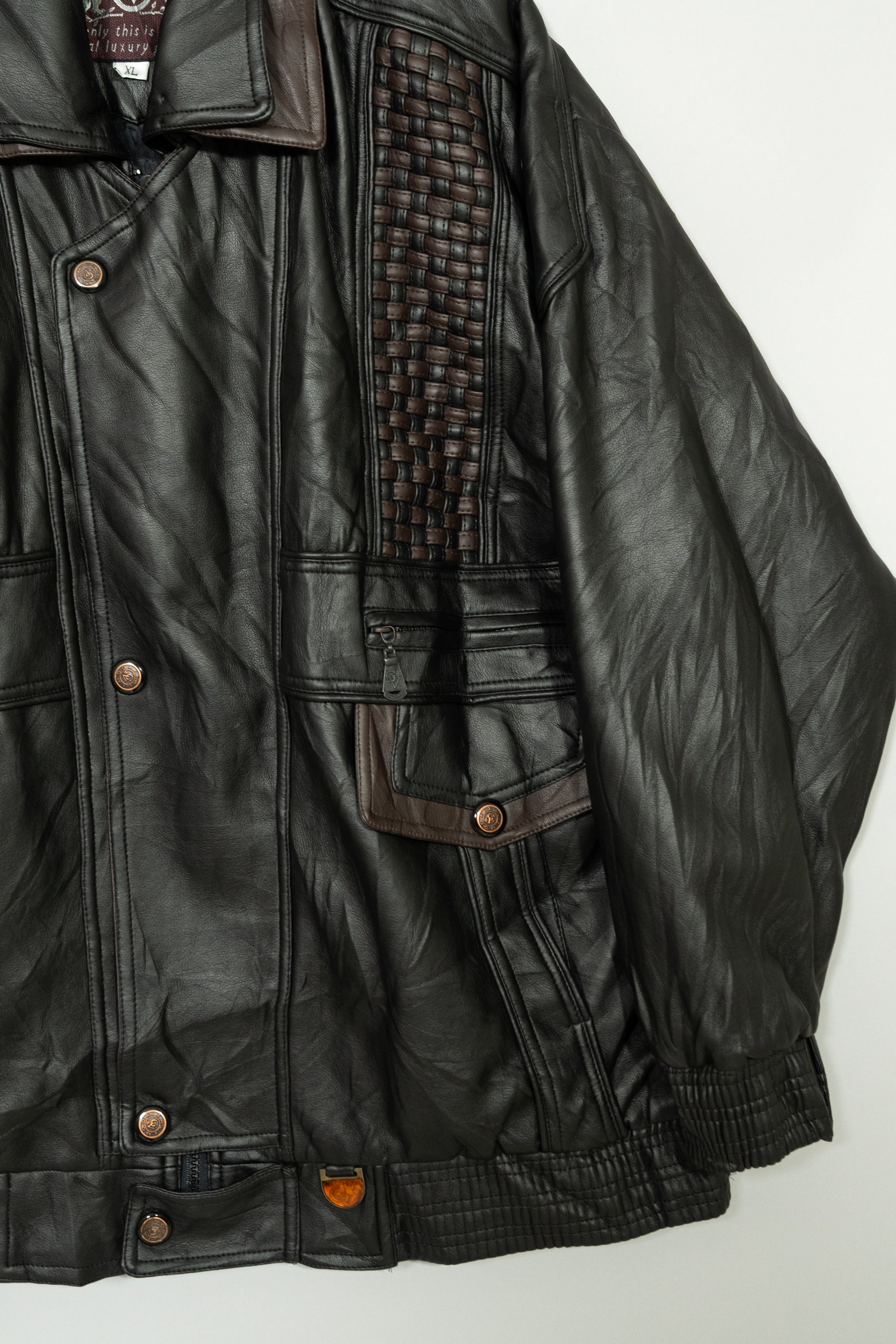 1980s Made in ITARY GV Luxury Design Leather Jacket 