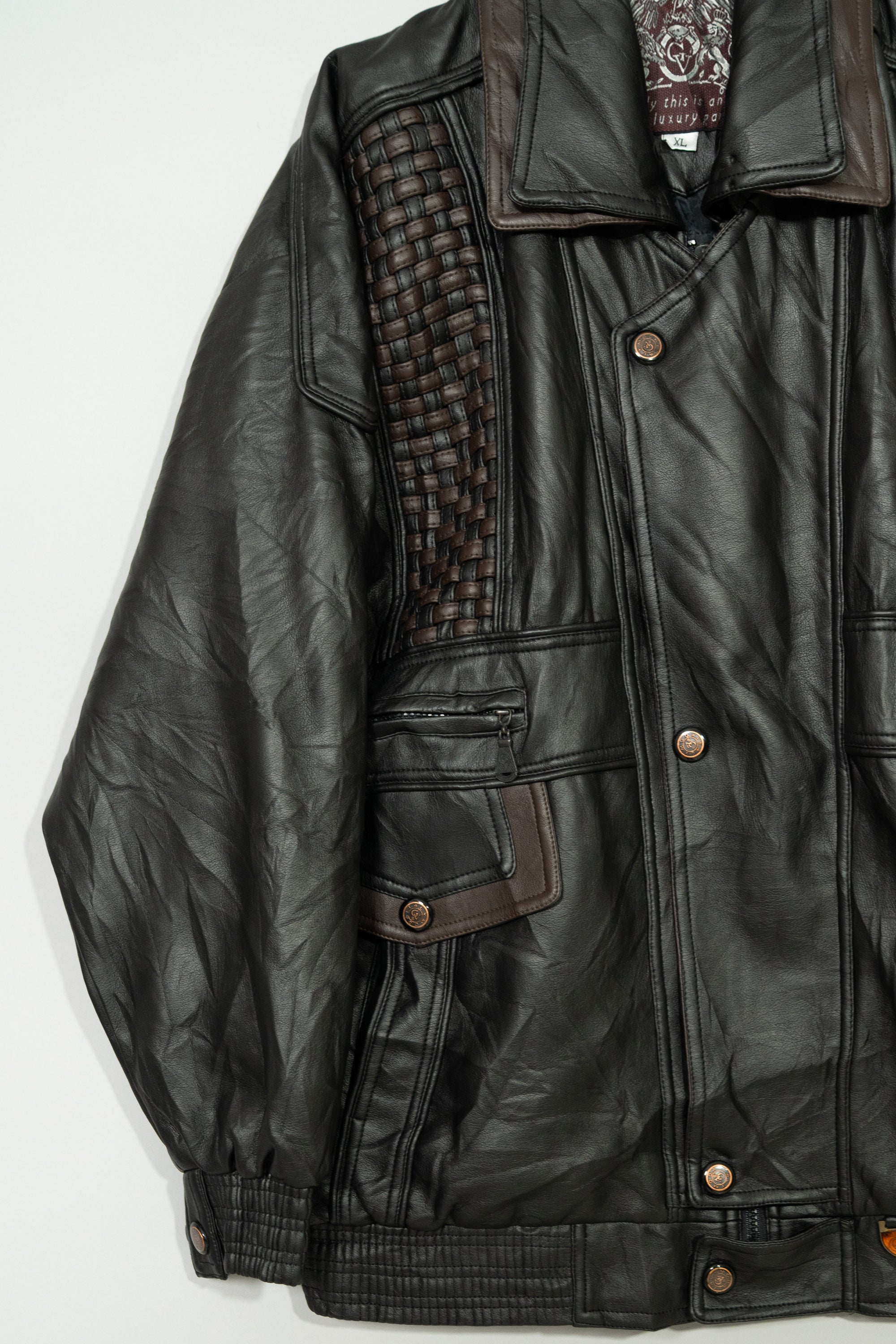 1980s Made in ITARY GV Luxury Design Leather Jacket 