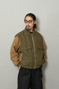 1990s FACONNABLE Leather Sleeve Flight Jacket