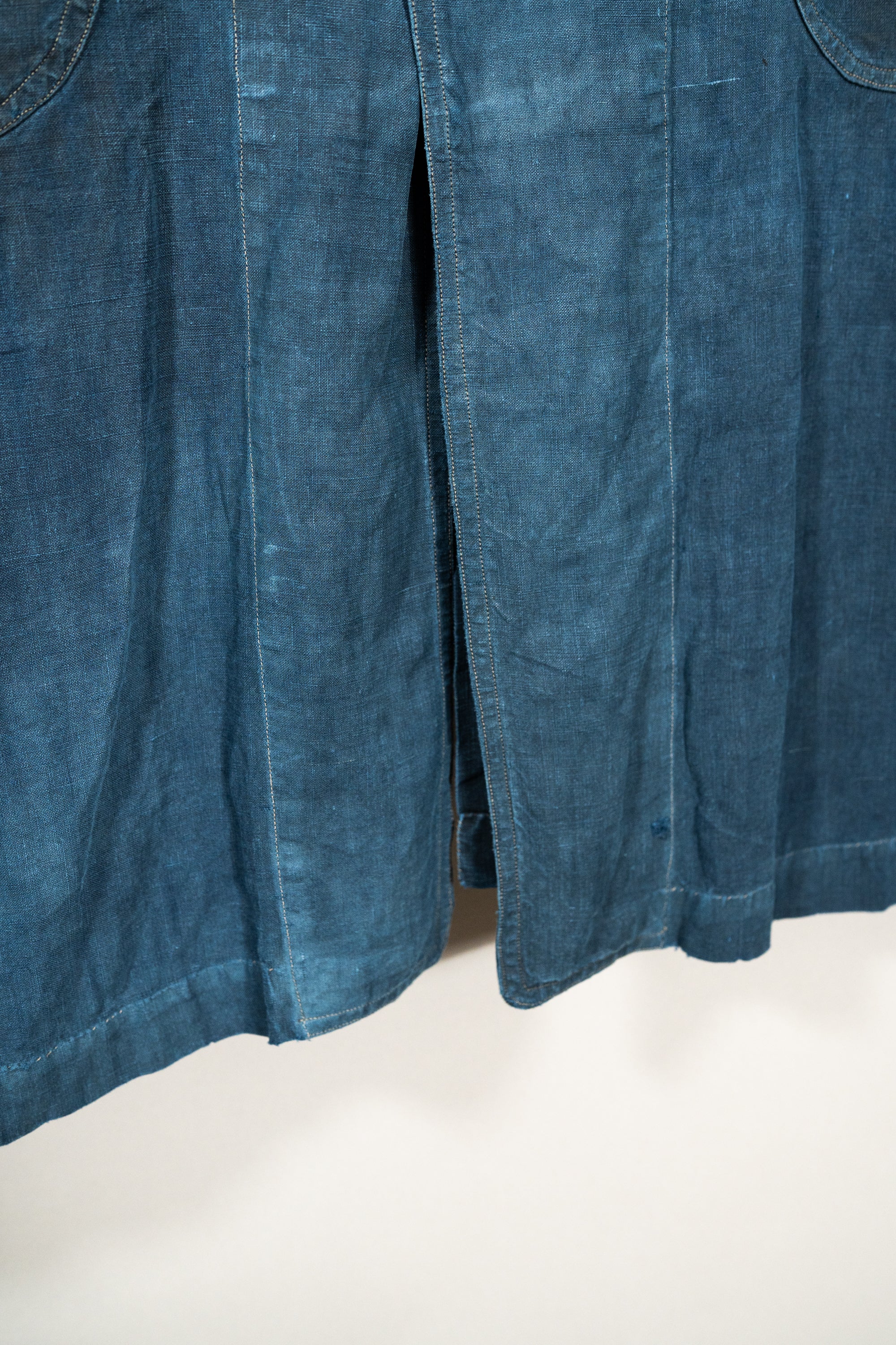 1920~30's French antique SALACHE Indigo linen maquignon coat