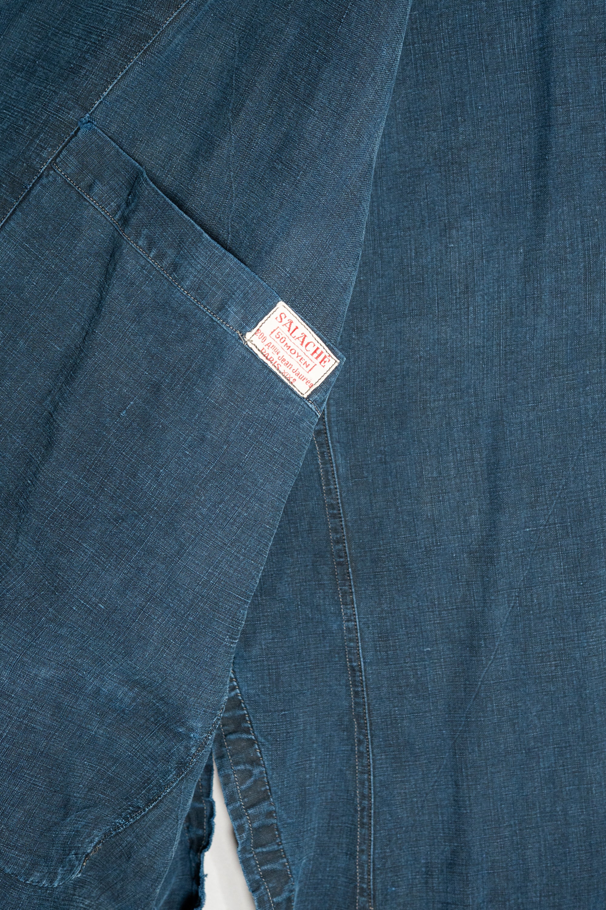 1920~30's French antique SALACHE Indigo linen maquignon coat