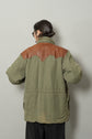 1990s Made in France FACONNABLE Leather Yoke Field Coat