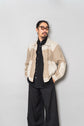 MADE IN ITALY "SMALBY LINEN SILK SWITCHING LEATHER JACKET