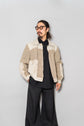 MADE IN ITALY "SMALBY LINEN SILK SWITCHING LEATHER JACKET