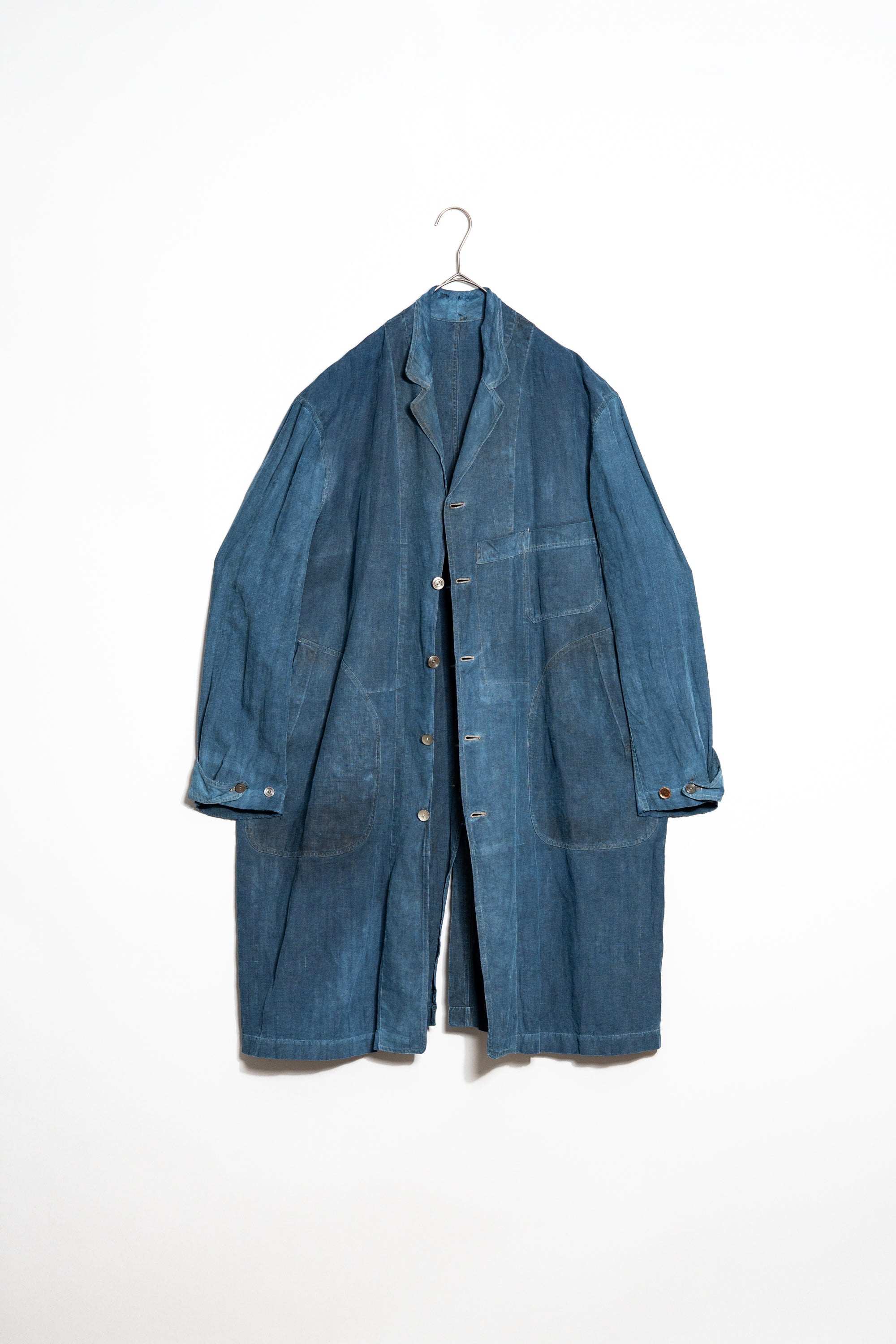 1920~30's French antique SALACHE Indigo linen maquignon coat