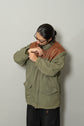 1990s Made in France FACONNABLE Leather Yoke Field Coat